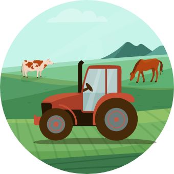 農業を行うトラクターのイラスト