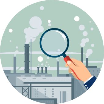 排気ガスを分析するイラスト